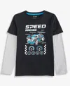 Epic Threads Boys 5-20 Speed Racing Layered-look T-shirt, Macy's Exclusive In Black