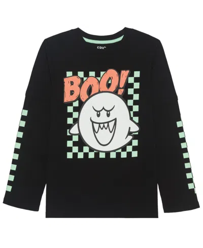 Epic Threads Kids' Boys' 5-20 Boo Super Mario Long-sleeve Crewneck T-shirt, Macy's Exclusive In Black