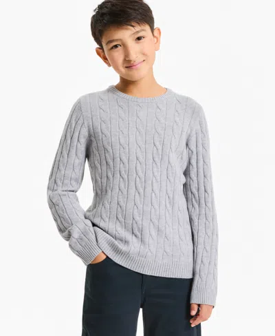 Epic Threads Kids' Boys' 5-20 Dreamyarn Cable-knit Crewneck Long-sleeve Sweater, Macy's Exclusive In Gray