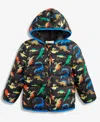 Epic Threads Boys Toddler 2t-4t Dino-print Midweight Hooded Puffer Jacket, Macy's Exclusive In Black