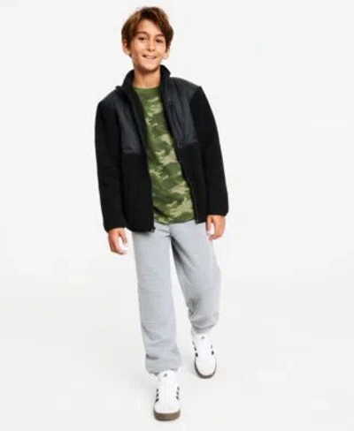 Epic Threads Kids' Boys Xs Xl Faux Sherpa Jacket Camo Print T Shirt Fleece Jogger Pants Macys Exclusive In Deep Black