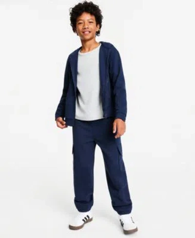 Epic Threads Boys Xs Xl Fleece Zip Up Hoodie Thermal Shirt Fleece Cargo Jogger Pants Macys Exclusive In Navy Nautical