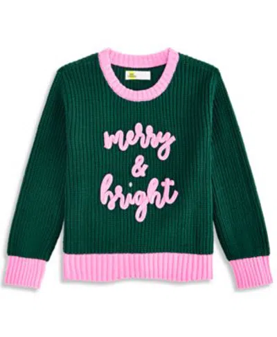 Epic Threads Kids' Girls 12m Xl Merry Bright Crewneck Long Sleeve Cotton Blend Sweater Macys Exclusive In Pure Emera