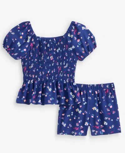 Epic Threads Kids' Girls' 12m-5t Floral-print Top & Shorts, 2-piece Set, Macy's Exclusive In Blue