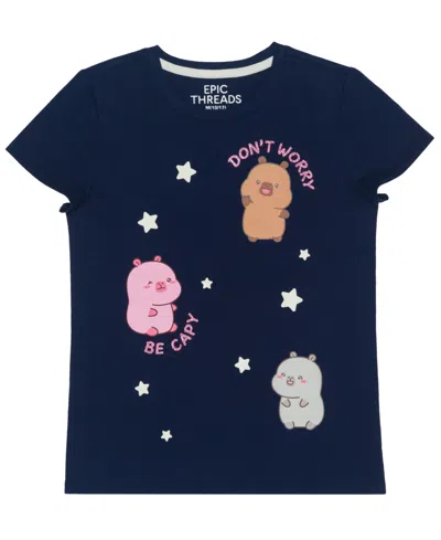 Epic Threads Kids' Girls' 4-16 Don't Worry Be Capy Graphic Short-sleeve T-shirt In Medieval Blue