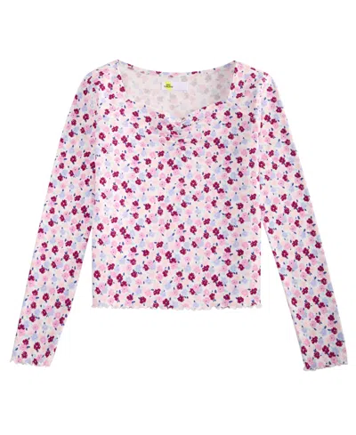 Epic Threads Kids' Girls' 4-16 Floral-print Long-sleeve Sweetheart Shirt, Macy's Exclusive In Blue