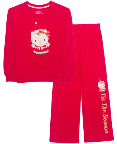 Epic Threads Kids' Girls' 4-16 Hello Kitty Holiday Long-sleeve Sweatshirt And Joggers, 2-piece Set, Macy's Exclusive In Red