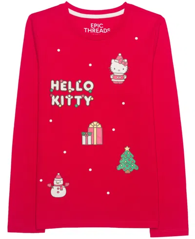 Epic Threads Kids' Girls' 4-16 Hello Kitty Holiday Long-sleeve T-shirt, Macy's Exclusive In Red