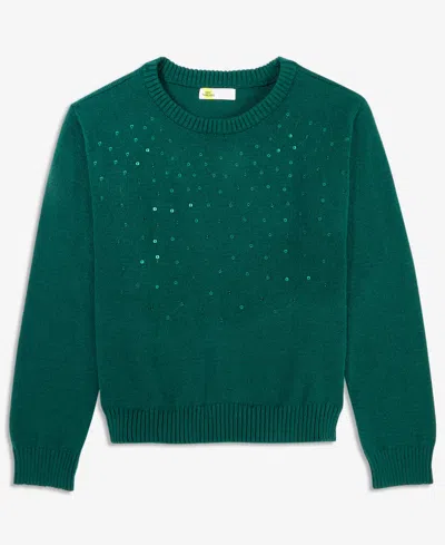 Epic Threads Girls' 4-16 Sequin Dreamyarn Crewneck Long-sleeve Sweater, Macy's Exclusive In Pure Emerald