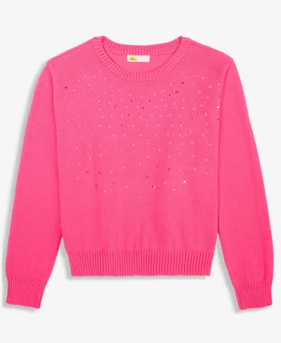 Epic Threads Girls' 4-16 Sequin Dreamyarn Crewneck Long-sleeve Sweater, Macy's Exclusive In Vivid Pink