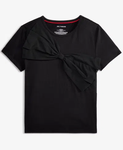 Epic Threads Kids' Girls 5-20 Bow Applique Detail Top, Macy's Exclusive In Black