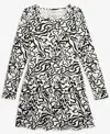 Epic Threads Girls 5-20 Cotton Heart Swirl-print Long-sleeve Dress, Macy's Exclusive In Multi