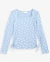 Epic Threads Girls 5-20 Ditsy Floral Square Neck Top, Macy's Exclusive In Blue