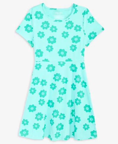 Epic Threads Kids' Girls 5-20 Floral Print Short-sleeve Dress, Macy's Exclusive In Blue