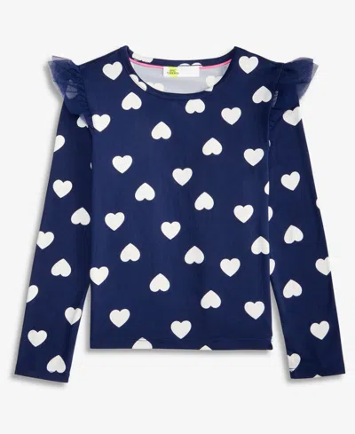 Epic Threads Kids' Girls 5-20 Long-sleeve Heart-print Ruffled Top, Macy's Exclusive In Blue