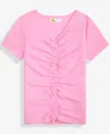 Epic Threads Girls 5-20 Ruched Bow V-neck Top, Macy's Exclusive In Pink