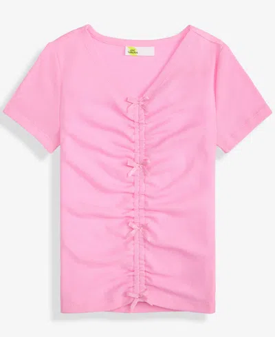 Epic Threads Kids' Girls 5-20 Ruched Bow V-neck Top, Macy's Exclusive In Pink