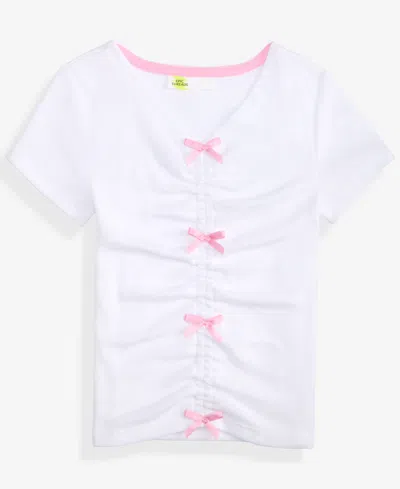 Epic Threads Kids' Girls 5-20 Ruched Bow V-neck Top, Macy's Exclusive In White