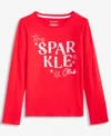 Epic Threads Girls 5-20 Sparkle Club Long-sleeve T-shirt, Macy's Exclusive In Red