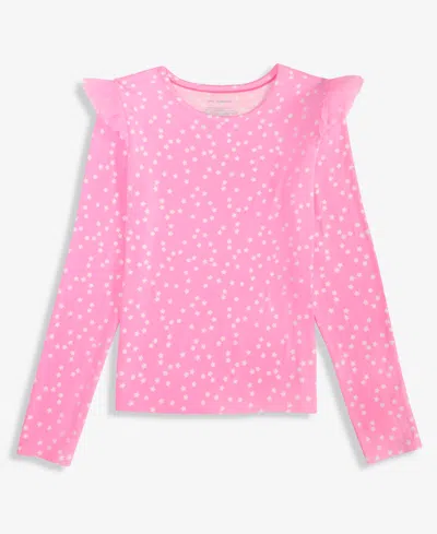 Epic Threads Kids' Girls 5-20 Star-print Ruffled Long-sleeve Top, Macy's Exclusive In Pink
