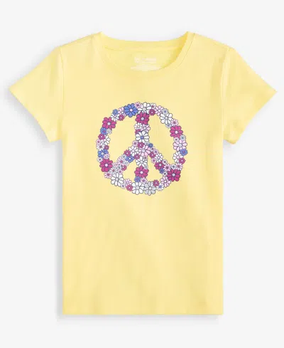 Epic Threads Kids' Girls' 5-16 Floral Peace Sign Tee, Macy's Exclusive In Yellow