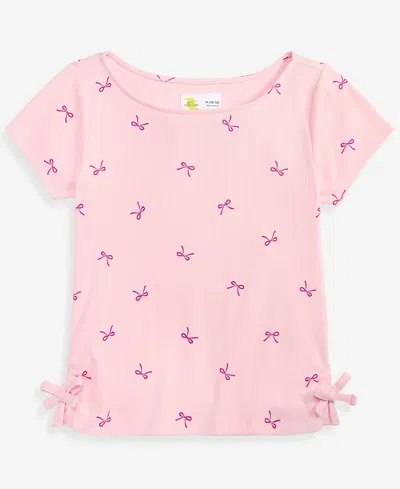Epic Threads Kids' Girls' 5-20 Bows-print Ribbed Tee, Macy's Exclusive In Pink