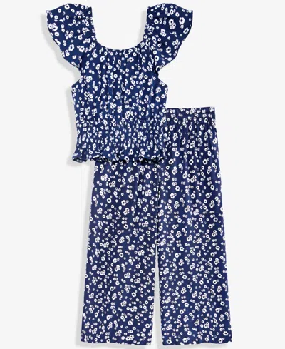Epic Threads Kids' Girls' 5-20 Spotted Floral-print Top & Pants, 2-piece Set, Macy's Exclusive In Blue
