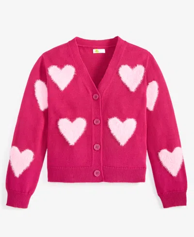 Epic Threads Kids' Girls 5-20 Textured Heart Long-sleeve Cardigan, Macy's Exclusive In Pink