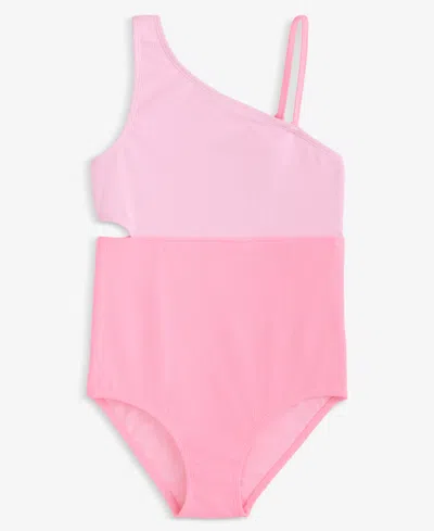 Epic Threads Kids' Girls' 7-16 Ribbed Colorblocked One-piece Swimsuit, Macy's Exclusive In Pink