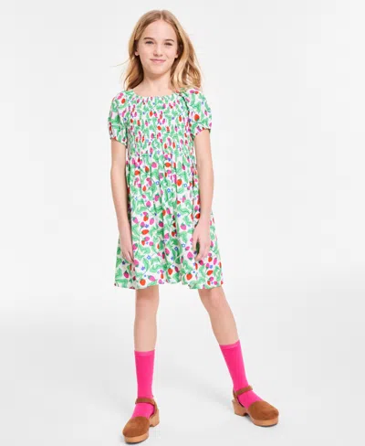 Epic Threads Kids' Girls Berry Puff Sleeve Smocked Dress In Bright White