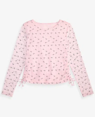 Epic Threads Kids' Girls' Bow Dot Mesh Boatneck Long-sleeve Top, Macy's Exclusive In Pink Polish