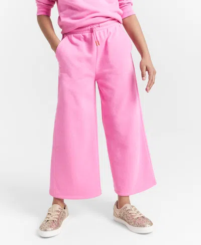 Epic Threads Kids' Girls Cropped Wide-leg French Terry Pants, Created For Macy's In Pop Pink