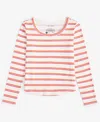Epic Threads Girls Emily Striped Stretch Knit Top, Created For Macy's In Snowfall White