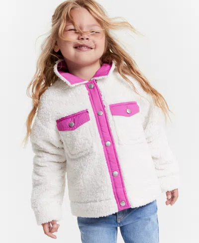 Epic Threads Kids' Girls Faux-sherpa Trucker Jacket, Created For Macy's In Snowfall White