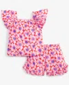 Epic Threads Toddler Girl Floral Woven Short Set, Toddler, Exclusively At Macy's In Mandarin R