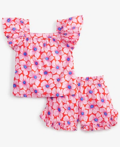 Epic Threads Babies' Toddler Girl Floral Woven Short Set, Toddler, Exclusively At Macy's In Mandarin R