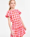 Epic Threads Girls Gingham Smocked Top, Exclusively At Macy's In Mandarin R