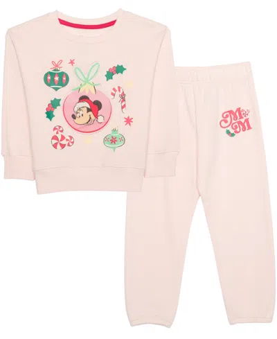 Epic Threads Kids' Girls' Minnie Mouse Holiday Fleece Sweatshirt And Jogger Pants, 2-piece Set, Macy's Exclusive In Pink