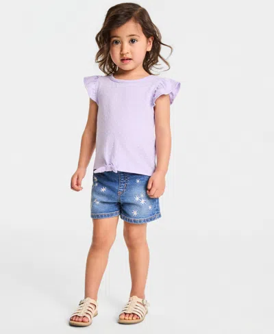 Epic Threads Kids' Girls' Toddler 12m-5t Dot-print Tie-front T-shirt, Macy's Exclusive In Purple