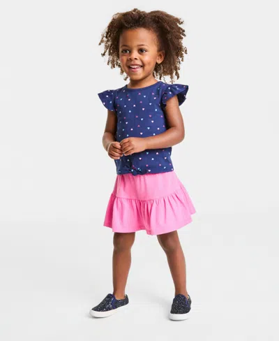 Epic Threads Kids' Girls' Toddler 12m-5t Heart-print Flutter-sleeve T-shirt, Macy's Exclusive In Blue
