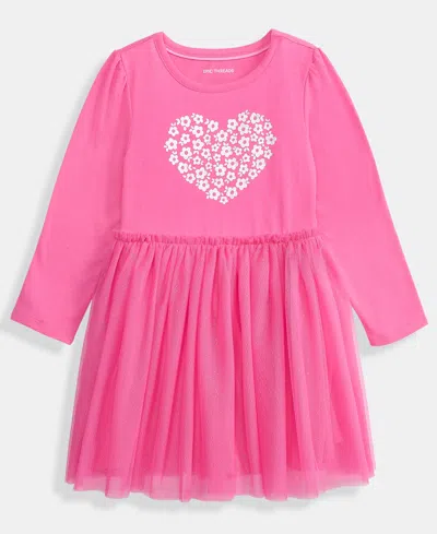 Epic Threads Babies' Girls Toddler 2t-4t Glitter Heart Long-sleeve Tutu Dress, Macy's Exclusive In Pink