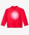 Epic Threads Girls Toddler 2t-4t Heart Mock Neck Sweatshirt, Macy's Exclusive In Red