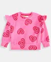 Epic Threads Girls Toddler 2t-4t Hearts Ruffle Velour Top, Macy's Exclusive In Pink