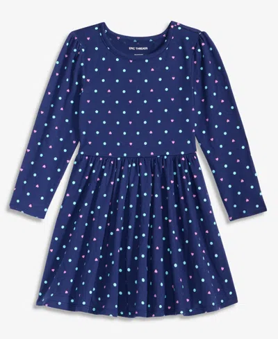Epic Threads Babies' Girls Toddler 2t-4t Long-sleeve Dot-print Dress In Multi