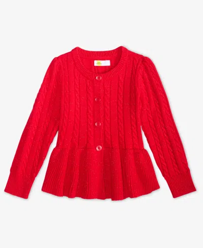 Epic Threads Babies' Girls Toddler 2t-4t Peplum Long Sleeve Cardigan, Macy's Exclusive In Red