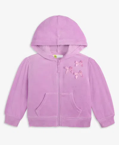 Epic Threads Babies' Girls Toddler 2t-4t Ribbon Velour Zip Hoodie, Macy's Exclusive In Purple
