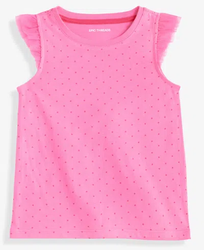 Epic Threads Babies' Girls Toddler 2t-4t Short-sleeve Dot-print Ruffled Top, Macy's Exclusive In Pink