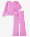 Epic Threads Girls Toddler 2t-4t Striped Rib Top And Pants, 2-piece Set, Macy's Exclusive In Pink