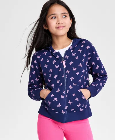 Epic Threads Kids' Girls' Xs-xl Butterfly-print Full-zip Hoodie, Macy's Exclusive In Blue