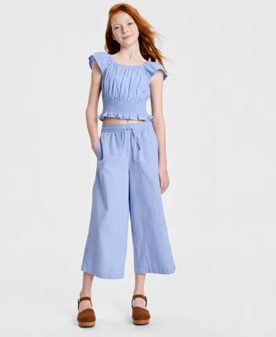 Epic Threads Kids' Girls' Xs-xl Chambray Pants Set, Macy's Exclusive In Blue